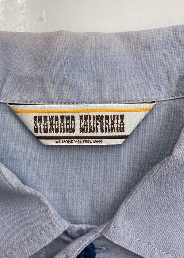 スタンダードカリフォルニア STANDARD CALIFORNIA SD WORK SHIRT ワーク シャツ ボーリング オープン チェーン刺繍 半袖 青 半袖シャツ ロゴ ブルー Lサイズ 104MT-1319