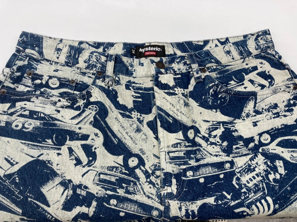 シュプリーム SUPREME × HYSTERIC GLAMOUR ヒステリックグラマー 24FW Cars Baggy Jean バギー ジーンズ 青 総柄 デニム ブルー サイズ 34 104MB-291