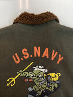 ヒューストン HOUSTON N-1 DECK JACKET デッキ ジャケット ミリタリー ジップアップ 裏ボア 軍物 アウター 緑 サイズ 38R ジャケット キャラクター グリーン 104MT-1808