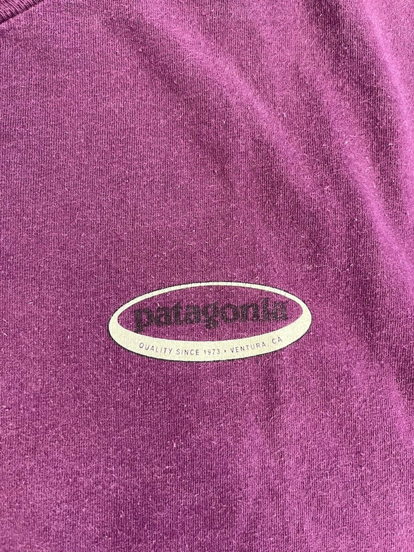 パタゴニア PATAGONIA 90s Vintage ヴィンテージ USA製 Benetical T's Long Sleeve オーバルロゴ 長袖カットソー プリント 紫 XL ロンT パープル LLサイズ 101MT-4695