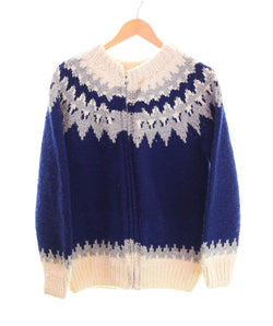 カナディアンセーター CANADIAN SWEATER カウチン セーター フルジップ ウール100% ノルディック 柄 セーター ネイビー 103MT-2229