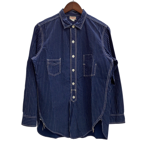 【曜日割引対象外】 リアルマッコイズ The REAL McCOY’S THE DOUBLE DIAMOND  スターウォバッシュ ストライプ デニムシャツ 長袖シャツ ネイビー 15サイズ 201MT-4365 VB