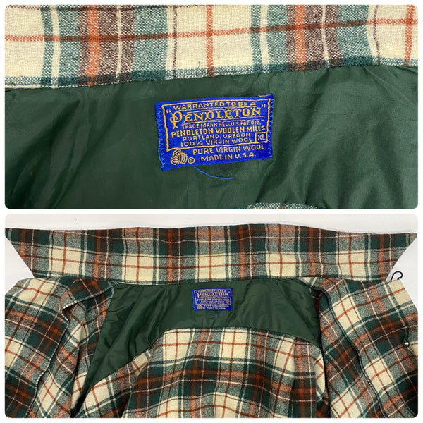 【曜日割引対象外】 ペンドルトン PENDLETON 70's USA製 ネルシャツ ウールシャツ  長袖シャツ グリーン XLサイズ 201MT-4567 VB