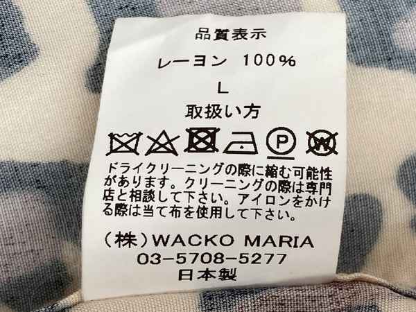 ワコマリア WACKO MARIA オープンカラー 開襟シャツ フロントボタン レオパード柄 ヒョウ柄 レーヨン MADE IN JAPAN 日本製 ベージュ系 茶色 長袖シャツ 総柄 ベージュ Lサイズ 104MT-1816