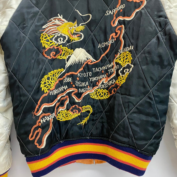 【曜日割引対象外】 シルバーストーン Silver Stone 90's スーベニアジャケット グアム 日本地図 龍 ジャケット オレンジ 38サイズ 201MT-4791 VB