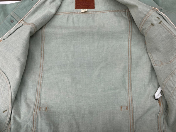 ダブルアールエル RRL SANTAFE WORK JACKET サンタフェ ワーク ジャケット デニム Gジャン ボタン 加工 Ralph Lauren ターコイズ 緑 ジャケット 無地 グリーン Mサイズ 104MT-2071