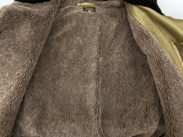 ゲルガ GERUGA SHAWL COLLAR FUR COAT ショール カラー ファー コート デッキジャケット ジップアップ 裏ボア アウター 緑 GR-J-44 サイズ 4 ジャケット 無地 カーキ 104MT-1811