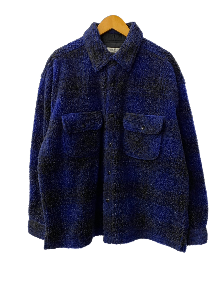 クーティー COOTIE オンブレボアチェックCPOジャケット Ombre Boa Check CPO Jacket ジャケット 刺繍 ブルー  Lサイズ 201MT-2304 | 古着通販のドンドンサガール