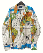 セントマイケル SAINT MICHAEL × Dr Woo ドクター ウー 23SS WORLD MAP PAJAMA SHIRT ワールド マップ パジャマ シャツ 白 SM-S23-0000-082 長袖シャツ 地図 マルチカラー XLサイズ 104MT-469