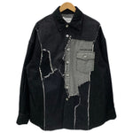 フェンチェンワン Feng Chen Wang 24SS RAW EDGE PATCHWORK DENIM SHIRT JACKET FUS17JK34 ジャケット ブラック Mサイズ 201MT-4680