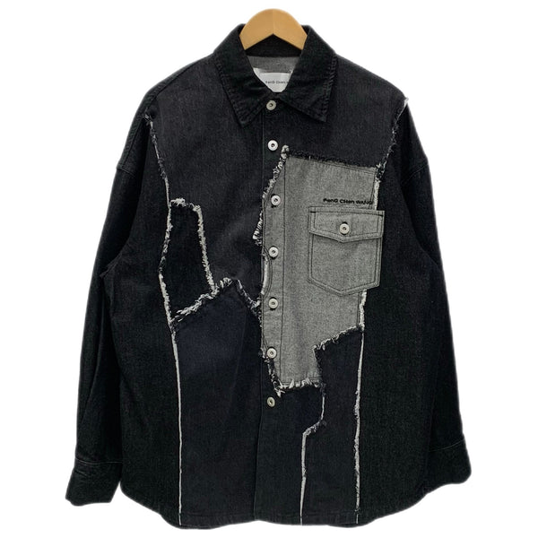 フェンチェンワン Feng Chen Wang 24SS RAW EDGE PATCHWORK DENIM SHIRT JACKET FUS17JK34 ジャケット ブラック Mサイズ 201MT-4680