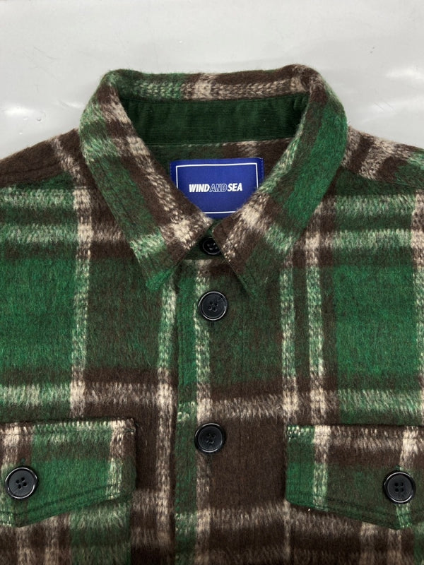 ウィンダンシー WIND AND SEA 23AW SHAGGY PLAID CPO SHIRT JACKET シャギー チェック シャツ ジャケット 起毛 長袖 緑 WDS-O-FAL-24-Q1-JK-08 ジャケット チェック グリーン Lサイズ 104MT-1784