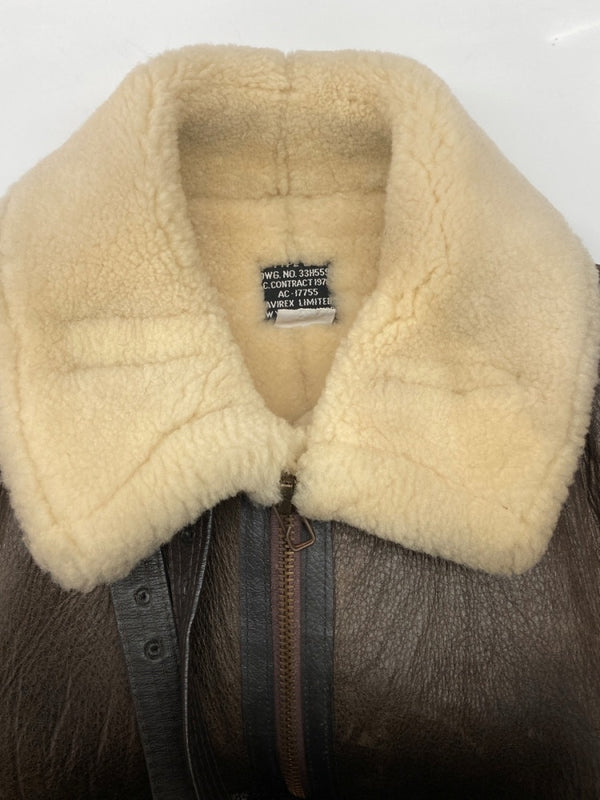 アビレックス AVIREX B-3 MOUTON FLIGHT JACKET ムートン フライト ジャケット ボア ジップアップ 軍物 アウター 茶 33H5595 サイズ 40 ジャケット 無地 ブラウン 104MT-1711