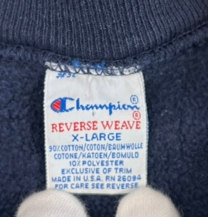チャンピオン Champion 90s～ ヴィンテージ Vintage 刺繍タグ リバースウィーブ REVERSE WEAVE US古着 3連プリント WINONA STATE XL スウェット ネイビー LLサイズ 101MT-4183