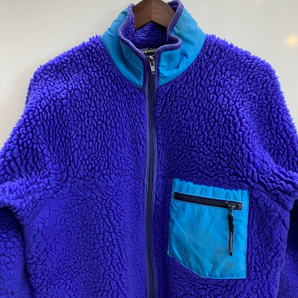 【曜日割引対象外】 パタゴニア PATAGONIA 80's レトロパイル カーディガン USA製 ジャケット ブルー Mサイズ 201MT-3742 VB