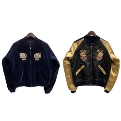 【曜日割引対象外】 東洋エンタープライズ TOYO ENTERPRISE 蛇髑髏 ヘビドクロ 別珍 サテンキルティング スカジャン ジャケット ネイビー Mサイズ 201MT-4273 VB