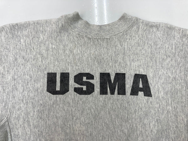 ミリタリー Military 80s 80年代~ USMA BISTEX 染み込み アメリカ軍 USA製 サイドリブ 灰色 スウェット プリント グレー Lサイズ 104MT-2255