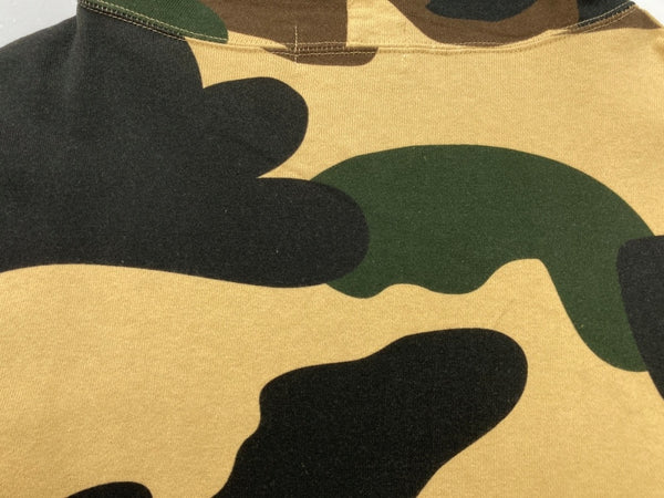 アベイシングエイプ A BATHING APE プルオーバー パーカー フーディ ダブルジップ カモフラ 迷彩柄 カモ ロゴ刺繍 コットン 日本製 BEIGE 1930-215-503 パーカ ワンポイント ベージュ Sサイズ 104LT-141