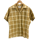 ヴィンテージ vintage 60’s~ 60年代~ Arrow King Cotton オープンカラーシャツ 開襟 ループカラー チェック ボックス 半袖シャツ ブラウン Mサイズ 101MT-4899