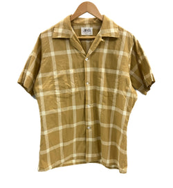 ヴィンテージ vintage 60’s~ 60年代~ Arrow King Cotton オープンカラーシャツ 開襟 ループカラー チェック ボックス 半袖シャツ ブラウン Mサイズ 101MT-4899