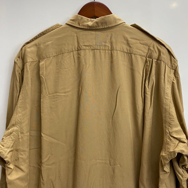 【曜日割引対象外】 ラルフローレン RALPH LAUREN レーヨン サファリシャツ エポレット 無地 長袖シャツ ベージュ Lサイズ 201MT-4363 VB