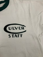 チャンピオン Champion 70's 70年代 バータグ リンガーT CULVER STAFF プリント vintage ヴィンテージ made in USA アメリカ製 グリーン Tシャツ ホワイト Mサイズ 101MT-4130
