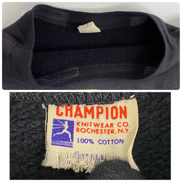 【曜日割引対象外】 ヴィンテージ vintage 60's チャンピオン Champion 大文字ランタグ 前期 フロッキープリント Sサイズ スウェット ブラック 201MT-3580 VB