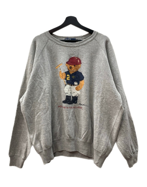 ラルフローレン RalphLauren 90s POLO BEAR SWEATSHIRT ポロ ベア スウェット シャツ トレーナー 裏起毛 長袖 灰 スウェット プリント グレー Mサイズ 104MT-2052