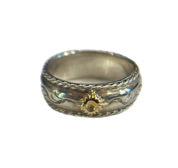 アリゾナフリーダム ARIZONA FREEDOM R-45a ゴールド小太陽神 唐草 ネイティブ系  メンズジュエリー・アクセサリー 指輪・リング シルバー 101G-212