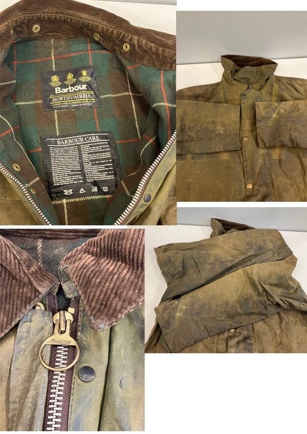バブアー BARBOUR 90's 90年代 3ワラント NORTHUMBRIA ノーザンブリア ワックス コットン オイルドジャケット ハーフコート VINTAGE ヴィンテージ ジャケット カーキ 101MT-5237