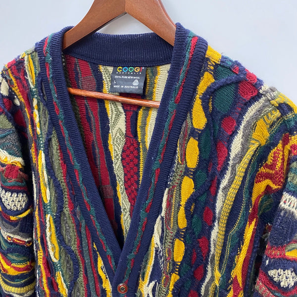 【曜日割引対象外】 クージー COOGI 90's 3Dニットカーディガン カーディガン マルチカラー Lサイズ 201MT-4034