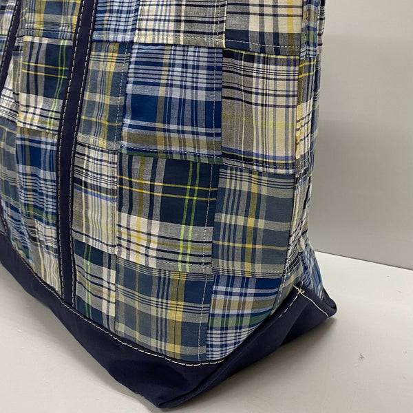 【曜日割引対象外】 エルエルビーン L.L.Bean 特大トートバッグ チェック パッチワーク 5956 バッグ メンズバッグ トートバッグ ブルー 201goods-697 VB