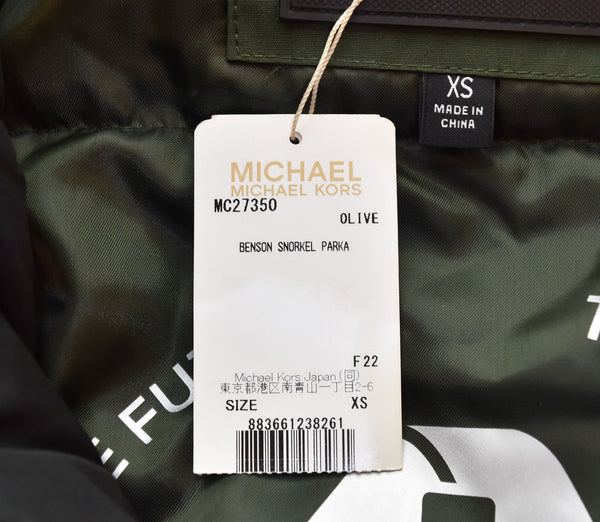 マイケルコース MICHAEL KORS Benson Faux Fur Trim Woven Parka ベンソン ファー パーカー 中綿 アウター OLIVE オリーブ MC27350 XS ジャケット グリーン SSサイズ 103MT-2198