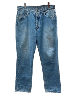 ダブルアールエル RRL 90s DENIM PANTS デニム パンツ ボタンフライ ジーパン ジーンズ 薄手 USA製 Ralph Lauren インディゴ 青 ロゴ R004SW デニム ブルー 36/30 104MB-229