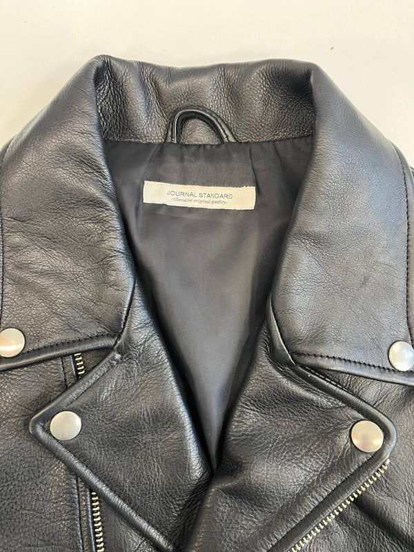 ジャーナルスタンダード JOURNAL STANDARD 牛革 ダブルライダースジャケット レザージャケット バイカー 黒 カウハイド 16-011-600-8060-3-0 ジャケット ブラック Lサイズ 101MT-5168