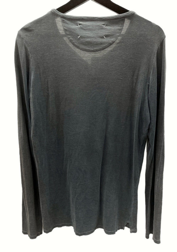 メゾン マルジェラ Maison Margiela Henley Neck T-Shirt ヘンリー ネック Tシャツ カットソー 長袖 ボタン ここのえ期 灰色 サイズ 48 ロンT 無地 グレー 104MT-651