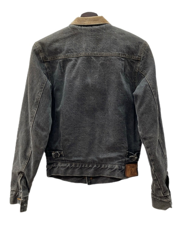 ラルフローレン RalphLauren 2nd type BLACK DENIM JACKET ブラック デニム ジャケット 裏地ブランケット 襟コーデュロイ Gジャン 黒 ジャケット ロゴ ブラック Lサイズ 104MT-1527