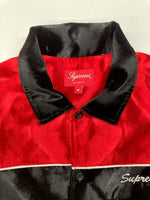 シュプリーム SUPREME 18AW Velvet Swirl Work Shirt ベロア ベルベット ワーク シャツ 赤 黒 長袖シャツ ロゴ ブラック Mサイズ 104MT-439