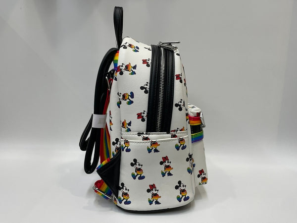 ラウンジフライ LOUNGEFLY × Disney ディズニー レインボー ミッキー ミニー 総柄バックパック バッグ レディース リュック ホワイト 601bag-18