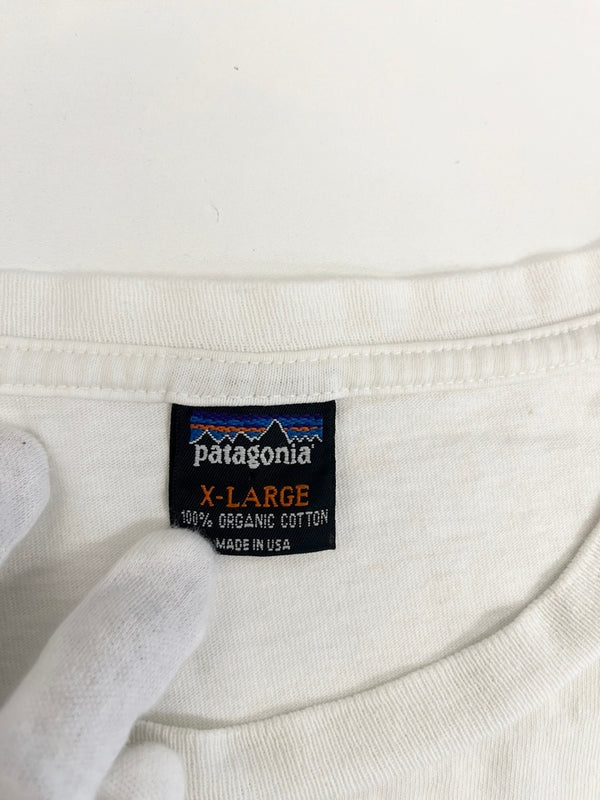 パタゴニア PATAGONIA 90s Vintage USA製 ヴィンテージ オーガニックコットン プリントTシャツ  XL Tシャツ ホワイト LLサイズ 101MT-4709