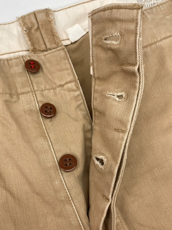 ダブルアールエル RRL OFFICER CHINO オフィサーズ チノ ボタンフライ フィールドチノ Ralph Lauren 薄茶 無地 チノパン ベージュ サイズ 33/32 104MB-381