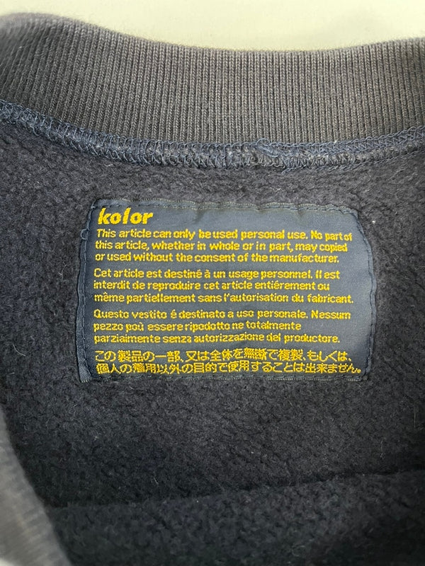 カラー kolor ファイヤーワッペンクルーネックスウェット 18WCM-T14231S サイズ3 スウェット ブラック 101MT-4099