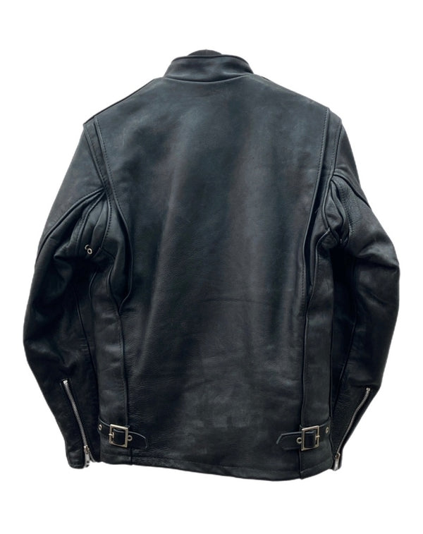 ショット SCHOTT LEATHER JACKET レザー ジャケット シングル ライダース バイカー レーサー アウトドア USA製 アウター 黒 サイズ 34 ジャケット 無地 ブラック 104MT-1693