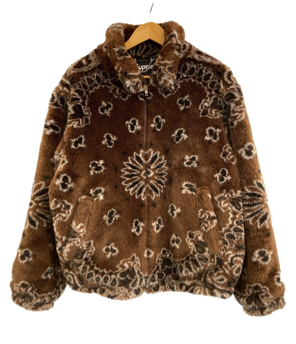 シュプリーム SUPREME Bandana Faux Fur Bomber Jacket ペイズリー バンダナ フェイクファージャケット 茶 ジャケット ブラウン Lサイズ 101MT-3561