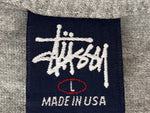 ステューシー STUSSY OLD オールド 紺タグ 90's USA製 ワールドツアー THE NEXT LEVEL ミレニアム限定 半袖 カットソー クルーネック アイコニック ロゴ GRAY 灰色 Tシャツ プリント グレー Lサイズ 104MT-1776