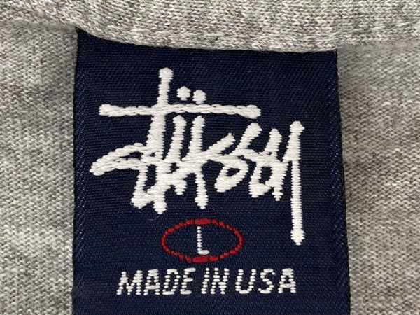 ステューシー STUSSY OLD オールド 紺タグ 90's USA製 ワールドツアー THE NEXT LEVEL ミレニアム限定 半袖 カットソー クルーネック アイコニック ロゴ GRAY 灰色 Tシャツ プリント グレー Lサイズ 104MT-1776