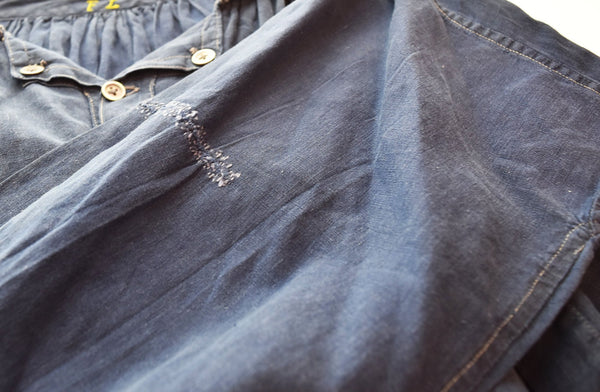 ヴィンテージ Vintage 1910's~1930's 10年代 20年代 30年代 French Antiqe フレンチ アンティーク Indigo Metis Smock Shirt メティス ギャザーシャツ 長袖シャツ ブルー 103MT-2169