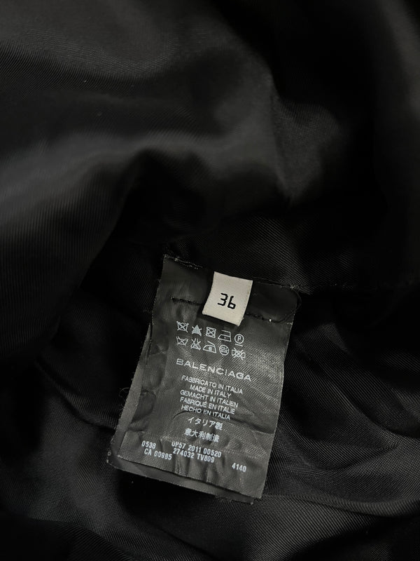 バレンシアガ BALENCIAGA イタリア製 Pコート ファー 紺 ジャケット ネイビー サイズ36 101LT-239