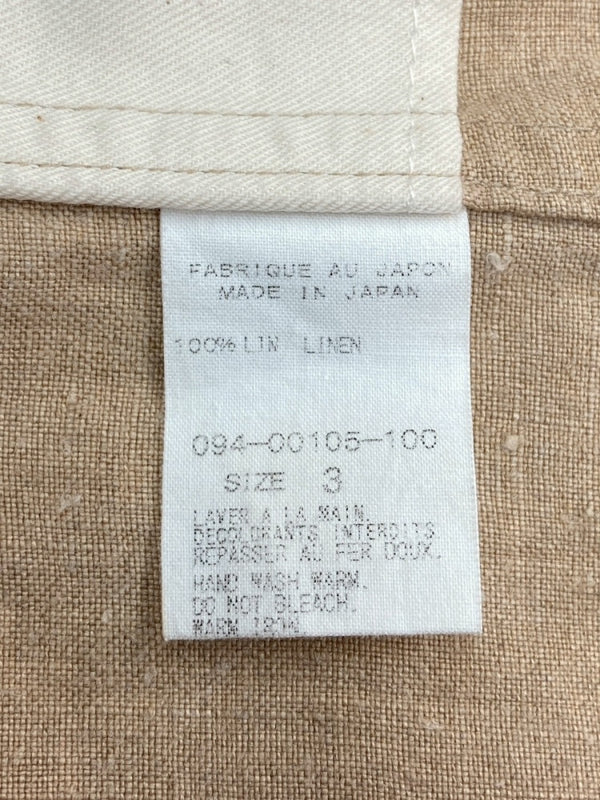 アーツアンドサイエンス ARTS&SCIENCE LINEN COAT リネン コート 麻 ロング丈 胸ポケット 薄茶 サイズ 3 コート 無地 ベージュ 104MT-1054