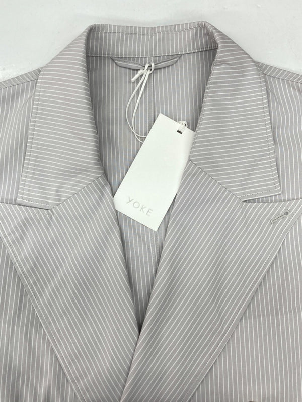 ヨーク YOKE 22SS STRIPE DOUBLE BRESTED SHIRT JACKET ストライプ ダブル ブレスト シャツ ジャケット テーラード 灰 YK22SS0331J サイズ 3 ジャケット ストライプ グレー 104MT-1128